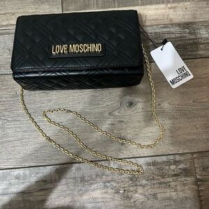 Love Moschino Block & Gold Quilted Clutch + Gold Chain shoulder bag